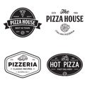 Set of pizza logo, badges, banners, emblems for fast food restaurant Royalty Free Stock Photo