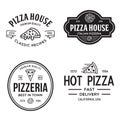 Set of pizza logo, badges, banners, emblems for fast food restaurant Royalty Free Stock Photo