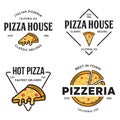 Set of pizza logo, badges, banners, emblems for fast food restaurant Royalty Free Stock Photo