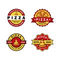 Set of pizza logos in vintage style white background