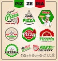 Set of pizzeria logo template design.