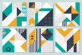 Set of 6 Placard with geometric bauhaus shapes. Retro abstract backgrounds. Royalty Free Stock Photo