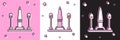 Set Place De La Concorde in Paris, France icon isolated on pink and white, black background. Vector