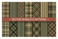 Set plaid pattern seamless. Tartan patterns fabric texture. Checkered geometric vector background. Scottish stripe blanket Royalty Free Stock Photo