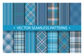 Set plaid pattern seamless. Tartan patterns fabric texture. Checkered geometric vector background. Scottish stripe blanket Royalty Free Stock Photo