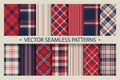 Set plaid pattern seamless. Tartan patterns fabric texture. Checkered geometric vector background. Scottish stripe blanket Royalty Free Stock Photo