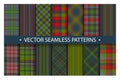 Set plaid pattern seamless. Tartan patterns fabric texture. Checkered geometric vector background. Scottish stripe blanket Royalty Free Stock Photo