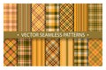 Set plaid pattern seamless. Tartan patterns fabric texture. Checkered geometric vector background. Scottish stripe blanket Royalty Free Stock Photo