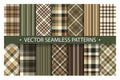 Set plaid pattern seamless. Tartan patterns fabric texture. Checkered geometric vector background. Scottish stripe blanket Royalty Free Stock Photo