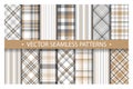 Set plaid pattern seamless. Tartan patterns fabric texture. Checkered geometric vector background. Scottish stripe blanket Royalty Free Stock Photo