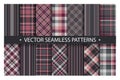 Set plaid pattern seamless. Tartan patterns fabric texture. Checkered geometric vector background. Scottish stripe blanket Royalty Free Stock Photo