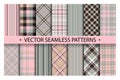 Set plaid pattern seamless. Tartan patterns fabric texture. Checkered geometric vector background. Scottish stripe blanket Royalty Free Stock Photo