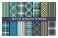 Set plaid pattern seamless. Tartan patterns fabric texture. Checkered geometric vector background. Scottish stripe blanket Royalty Free Stock Photo