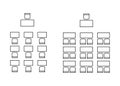 Set of plan for arranging seats in interior, auditorium with place spectators, classroom, lecture hall, layout outline