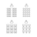 Set of plan for arranging seats in interior, auditorium with place spectators, classroom, theater, lecture hall, layout Royalty Free Stock Photo