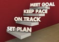 Set Plan Work On Track Keep Pace Meet Goal Steps Royalty Free Stock Photo
