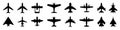 Set plane icons, different historical airplane, passenger airplanes, aircraft. Airliner model top view Ã¢â¬â vector Royalty Free Stock Photo