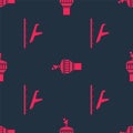 Set Plane landing and Radar on seamless pattern. Vector Royalty Free Stock Photo