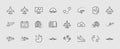Set of plane vector line icon. It contains symbols to aircraft, globe and more. Editable move. 32x32 pixels.