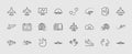 Set of plane vector line icon. It contains symbols to aircraft, globe and more. Editable move. 32x32 pixels.