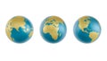 Set of planet Earth in different views on white background. Royalty Free Stock Photo