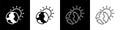 Set Planet earth melting to global warming icon isolated on black and white background. Ecological problems and Royalty Free Stock Photo