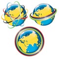 Set of planet Earth in Olympic rings Royalty Free Stock Photo