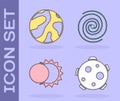 Set Planet, Planet, Eclipse of the sun and Black hole icon. Vector