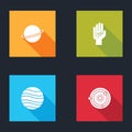 Set Planet Saturn, Palmistry of the hand, Jupiter and Solar system icon. Vector Royalty Free Stock Photo