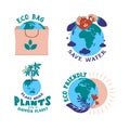 The set of planet stickers, logo designs, badges for Save the planet