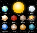 Set of planets against space