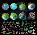 Set of planets and elements for game design Royalty Free Stock Photo