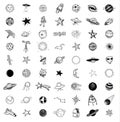 Set of planets icon, hand drawn vector illustration Royalty Free Stock Photo