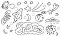 Set of planets icon, hand drawn vector illustration on white background Royalty Free Stock Photo