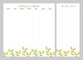 Set of planners with green leaves design. Weekly planner and to do list