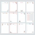 Set of planners and to-do lists with flowers for kids