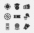 Set Planning strategy, Basketball training, game ticket, award, and icon. Vector