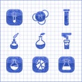 Set Plant breeding, Salt stone, Test tube and flask, and Pipette icon. Vector