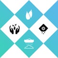 Set Plant in hand, Sifting flour, Seed and Pack full of seeds of plant icon. Vector
