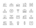 Set of Planting Line Icons. Weed Control, Rake, Greenhouse, Agriculture and more