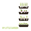 Set of plants growing in pots silhouettes. Home vegetable garden illustration vector.