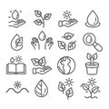 Set of plants icons isolated. Growing plants concept. Modern outline on white background