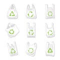 Set of plastic bag hand drawing with recycle symbol. Reuse of plastic bags to reduce plastic waste Pollution problem concept. Royalty Free Stock Photo