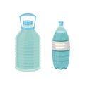 Set Plastic bottle of pure water, different bottle design vector illustration in cartoon style. Royalty Free Stock Photo