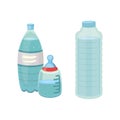 Set Plastic bottle of pure water, different bottle design vector illustration in cartoon style. Royalty Free Stock Photo