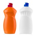 Set of plastic bottles with liquid laundry detergent, cleaning agent, bleach or fabric softener Royalty Free Stock Photo