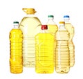 Set with plastic bottles of oi Royalty Free Stock Photo