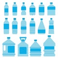 Set of plastic bottles for water. Vector pictures in flat style Royalty Free Stock Photo