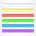 Set of plastic 30 centimeter rulers in different colors Royalty Free Stock Photo
