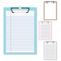 Set of plastic clipboard with paper